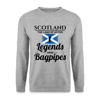 Bagpipe Player Instrument Scottish Scotland Flag - Unisex Sweatshirt - salt & pepper - Front - Alina (178cm) & Michal (187cm)