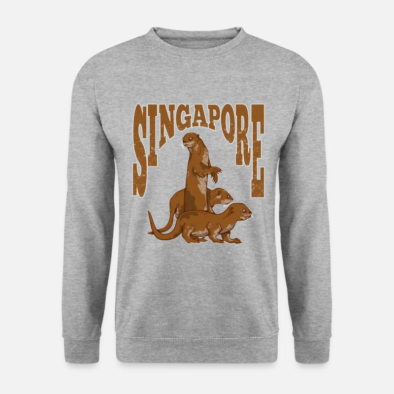 Seeotter Singapur - Unisex Pullover - Weißgrau meliert