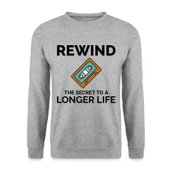 Cassette Tape Rewinding 80s Nostalgia Retro 1980s - Unisex Sweatshirt - salt & pepper - Front - Alina (178cm) & Michal (187cm)