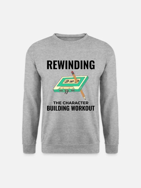 Kassette Tape Zurückspulen 80er Nostalgie Retro 1980er Jahre - Unisex Pullover - Weißgrau meliert