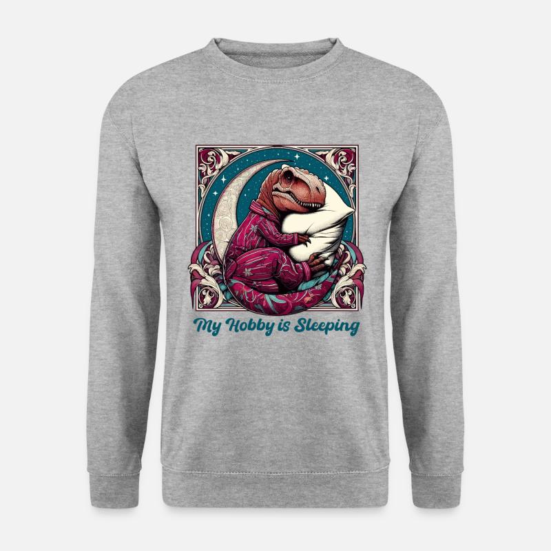 T-Rex Sleeping Hobby Gift - Unisex Sweatshirt - salt & pepper