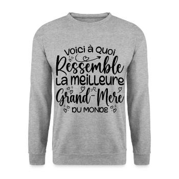 Cadeau Meilleure Grand-mère Cadeau Grand Mere - Sweat-shirt Unisexe - gris chiné - Devant - Alina (178cm) & Michal (187cm)