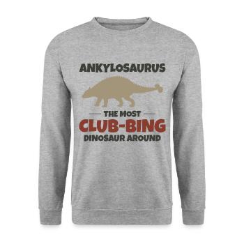 Ankylosaurus Dinosaure Dino Fossile Club de chasse - Sweat-shirt Unisexe - gris chiné - Devant - Alina (178cm) & Michal (187cm)