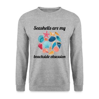 Seashells Collector Beachcomber Sea Shell Ocean - Unisex Sweatshirt - salt & pepper - Front - Alina (178cm) & Michal (187cm)