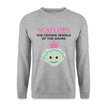 Jakobsmuscheln Sammler Strandräuber Schalentiere - Unisex Pullover - Weißgrau meliert - Vorne - Alina (178cm) & Michal (187cm)