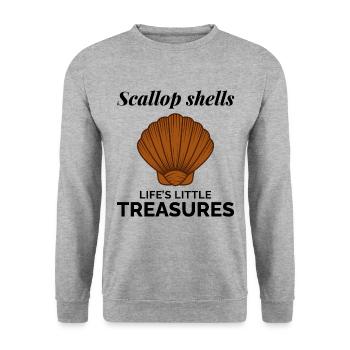 Scallop Seashells Collector Beachcomber Shellfish - Unisex Sweatshirt - salt & pepper - Front - Alina (178cm) & Michal (187cm)