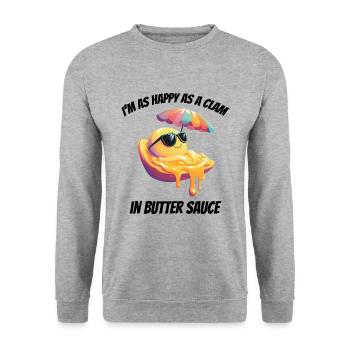 Clam Shell Seashells Collector Beachcomber Beach - Unisex Sweatshirt - salt & pepper - Front - Alina (178cm) & Michal (187cm)