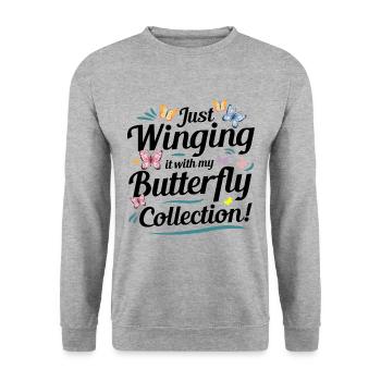 papillons papillons collectionneur d’insectes Entomologie - Sweat-shirt Unisexe - gris chiné - Devant - Alina (178cm) & Michal (187cm)
