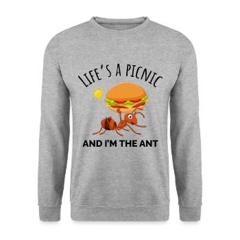 Ameisenhalter Picknick Entomologe Insekt Sommer - Unisex Pullover - Weißgrau meliert - Vorne - Alina (178cm) & Michal (187cm)