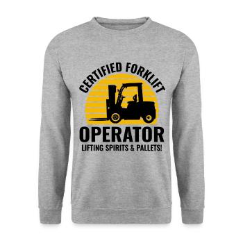 Conducteur de chariot élévateur Conducteur d’équipement lourd Drôle - Sweat-shirt Unisexe - gris chiné - Devant - Alina (178cm) & Michal (187cm)