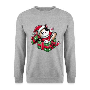 Cat Meowy Christmas High Five 2 1 - Unisex Sweatshirt - salt & pepper - Front - Alina (178cm) & Michal (187cm)