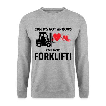 Gabelstaplerfahrer Fahrer Valentinstag Lustig - Unisex Pullover - Weißgrau meliert - Vorne - Alina (178cm) & Michal (187cm)