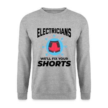Elektriker Humor Elektrotechniker Ingenieur - Unisex Pullover - Weißgrau meliert - Vorne - Alina (178cm) & Michal (187cm)