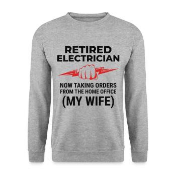 Retired Electrician: Home Office - Unisex Sweatshirt - salt & pepper - Front - Alina (178cm) & Michal (187cm)