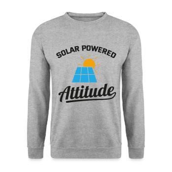 Elektriker: Solarbetriebene Einstellung - Unisex Pullover - Weißgrau meliert - Vorne - Alina (178cm) & Michal (187cm)