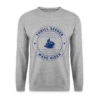 Thrill Seeker Wave Rider Jet Ski Badge - Sweat-shirt Unisexe - gris chiné - Devant - Alina (178cm) & Michal (187cm)
