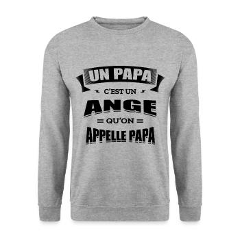 UN PAPA C'EST UN ANGE QU'ON APPELLE PAPA - Sweat-shirt Unisexe - gris chiné - Devant - Alina (178cm) & Michal (187cm)