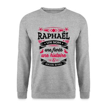 RAPHAËL UN NOM UNE FIERTÉ AUCUN RIVAL - Sweat-shirt Unisexe - gris chiné - Devant - Alina (178cm) & Michal (187cm)
