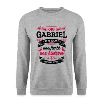 GABRIEL UN NOM UNE FIERTÉ AUCUN RIVAL - Sweat-shirt Unisexe - gris chiné - Devant - Alina (178cm) & Michal (187cm)