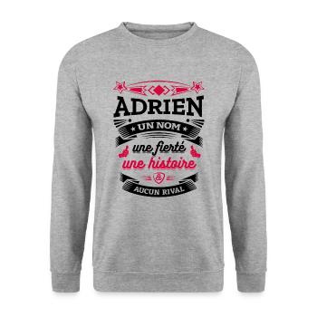 ADRIEN UN NOM UNE FIERTÉ AUCUN RIVAL - Sweat-shirt Unisexe - gris chiné - Devant - Alina (178cm) & Michal (187cm)