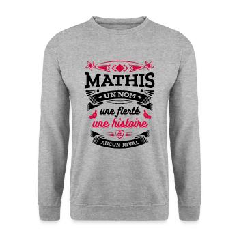 MATHIS UN NOM UNE FIERTÉ AUCUN RIVAL - Sweat-shirt Unisexe - gris chiné - Devant - Alina (178cm) & Michal (187cm)