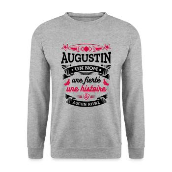 AUGUSTIN UN NOM UNE FIERTÉ AUCUN RIVAL - Sweat-shirt Unisexe - gris chiné - Devant - Alina (178cm) & Michal (187cm)