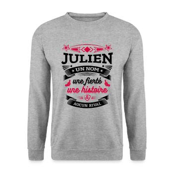JULIEN UN NOM UNE FIERTÉ AUCUN RIVAL - Sweat-shirt Unisexe - gris chiné - Devant - Alina (178cm) & Michal (187cm)
