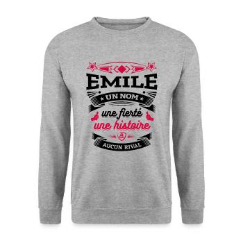 EMILE UN NOM UNE FIERTÉ AUCUN RIVAL - Sweat-shirt Unisexe - gris chiné - Devant - Alina (178cm) & Michal (187cm)