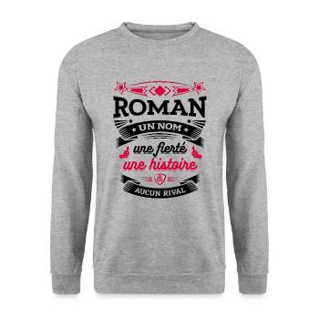 ROMAN UN NOM UNE FIERTÉ AUCUN RIVAL - Sweat-shirt Unisexe - gris chiné - Devant - Alina (178cm) & Michal (187cm)