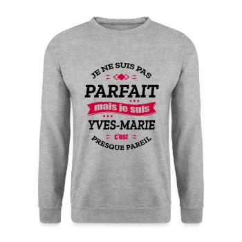 YVES-MARIE PARFAIT - PRENOM YVES-MARIE - Sweat-shirt Unisexe - gris chiné - Devant - Alina (178cm) & Michal (187cm)