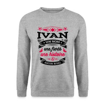 IVAN UN NOM UNE FIERTÉ AUCUN RIVAL - Sweat-shirt Unisexe - gris chiné - Devant - Alina (178cm) & Michal (187cm)