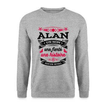 ALAN UN NOM UNE FIERTÉ AUCUN RIVAL - Sweat-shirt Unisexe - gris chiné - Devant - Alina (178cm) & Michal (187cm)