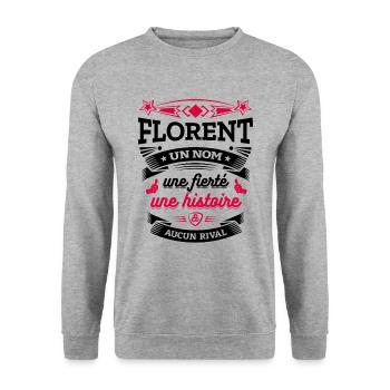 FLORENT UN NOM UNE FIERTÉ AUCUN RIVAL - Sweat-shirt Unisexe - gris chiné - Devant - Alina (178cm) & Michal (187cm)
