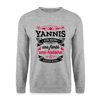 YANNIS UN NOM UNE FIERTÉ AUCUN RIVAL - Sweat-shirt Unisexe - gris chiné - Devant - Alina (178cm) & Michal (187cm)