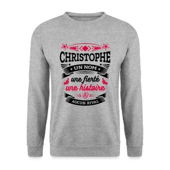CHRISTOPHE UN NOM UNE FIERTÉ AUCUN RIVAL - Sweat-shirt Unisexe - gris chiné - Devant - Alina (178cm) & Michal (187cm)