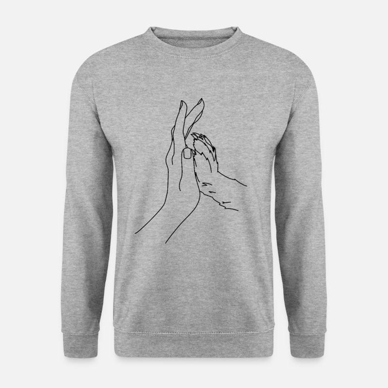 HHand mit Hundepfote dunkel - Unisex Pullover - Weißgrau meliert