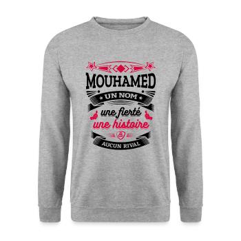 MOUHAMED UN NOM UNE FIERTÉ AUCUN RIVAL - Sweat-shirt Unisexe - gris chiné - Devant - Alina (178cm) & Michal (187cm)