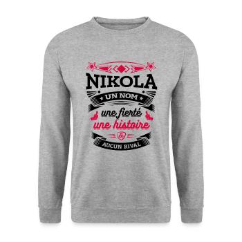 NIKOLA UN NOM UNE FIERTÉ AUCUN RIVAL - Sweat-shirt Unisexe - gris chiné - Devant - Alina (178cm) & Michal (187cm)