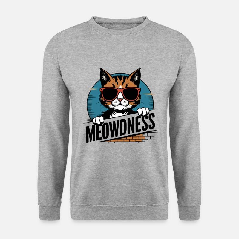 Miauen Katze Sonnenbrille - Unisex Pullover - Weißgrau meliert
