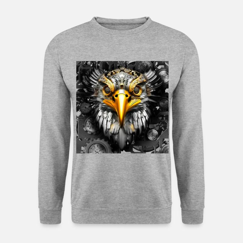 Steampunk Retro Style Greifvogel - Unisex Pullover - Weißgrau meliert