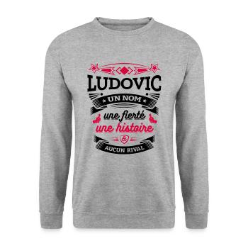 LUDOVIC UN NOM UNE FIERTÉ AUCUN RIVAL - Sweat-shirt Unisexe - gris chiné - Devant - Alina (178cm) & Michal (187cm)