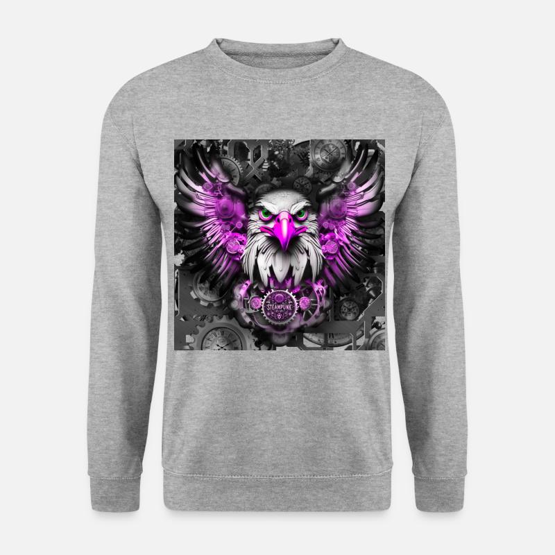 Steampunk Retro Style Greifvogel - Unisex Pullover - Weißgrau meliert