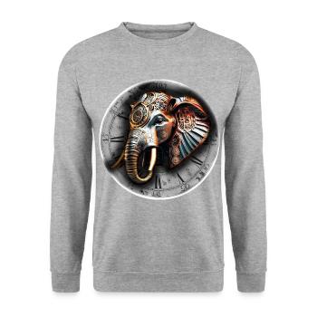 Steampunk retro style Elephant - Unisex Sweatshirt - salt & pepper - Front - Alina (178cm) & Michal (187cm)