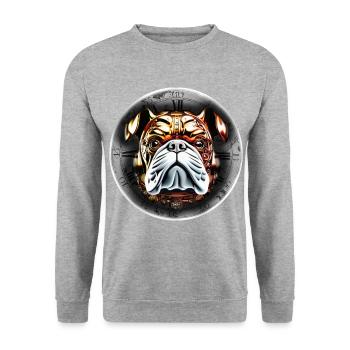 Steampunk retro style Bulldog - Unisex Sweatshirt - salt & pepper - Front - Alina (178cm) & Michal (187cm)