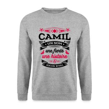 CAMIL UN NOM UNE FIERTÉ AUCUN RIVAL - Sweat-shirt Unisexe - gris chiné - Devant - Alina (178cm) & Michal (187cm)