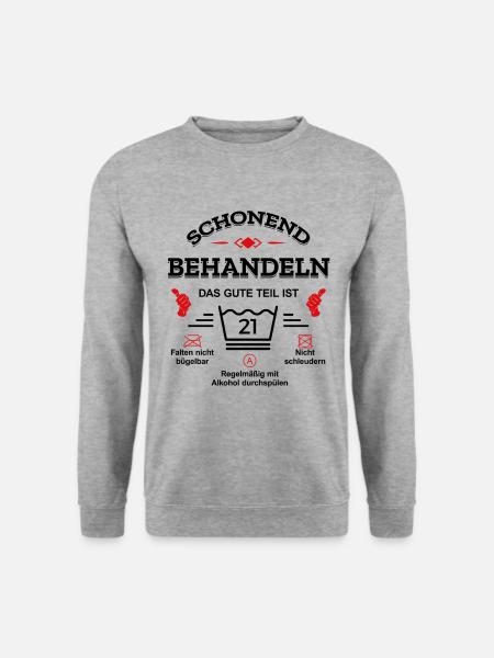 SCHONEND BEHANDELN 21. GEBURTSTAG - Unisex Pullover - Weißgrau meliert