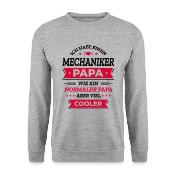 MECHANIKER PAPA: VATERTAG, WEIHNACHTEN, GEBURTSTAG - Unisex Pullover - Weißgrau meliert - Vorne - Alina (178cm) & Michal (187cm)