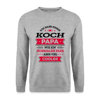 KOCHPAPA COOLER: GEBURTSTAG, WEIHNACHTEN, VATERTAG - Unisex Pullover - Weißgrau meliert - Vorne - Alina (178cm) & Michal (187cm)
