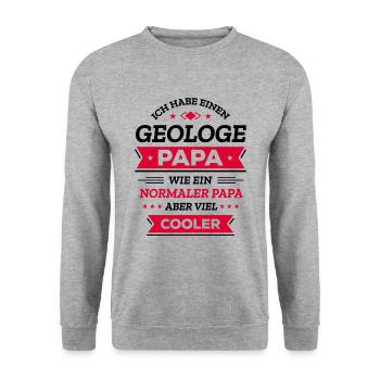 GEOLOGE PAPA: COOL, VATERTAG, WEIHNACHTEN - Unisex Pullover - Weißgrau meliert - Vorne - Alina (178cm) & Michal (187cm)