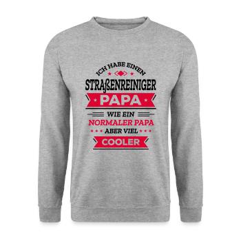 STR. REINIGERPAPA GEBURTSTAG WEIHNACHTEN VATERTAG - Unisex Pullover - Weißgrau meliert - Vorne - Alina (178cm) & Michal (187cm)
